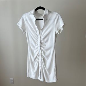 Ruched Terry Cloth Mini Dress